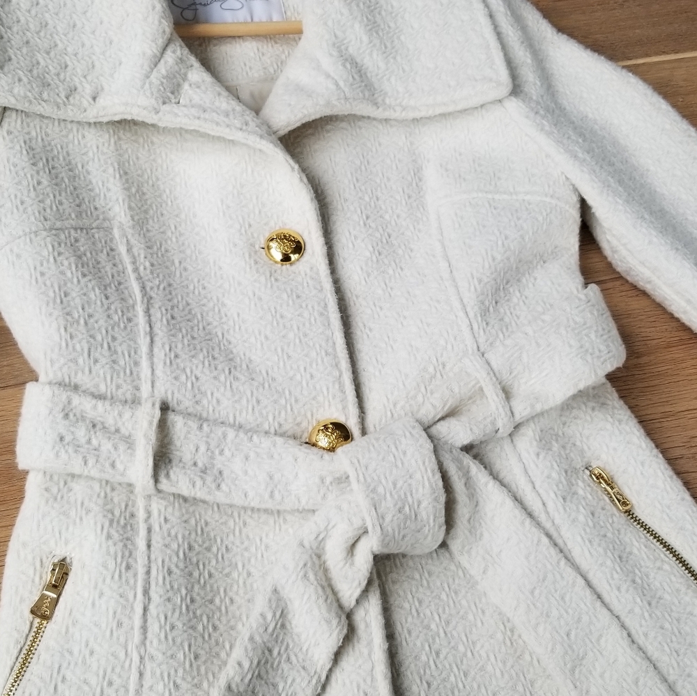 Cream XS Jessica Simpson textured wool coat - Picture 3 of 7